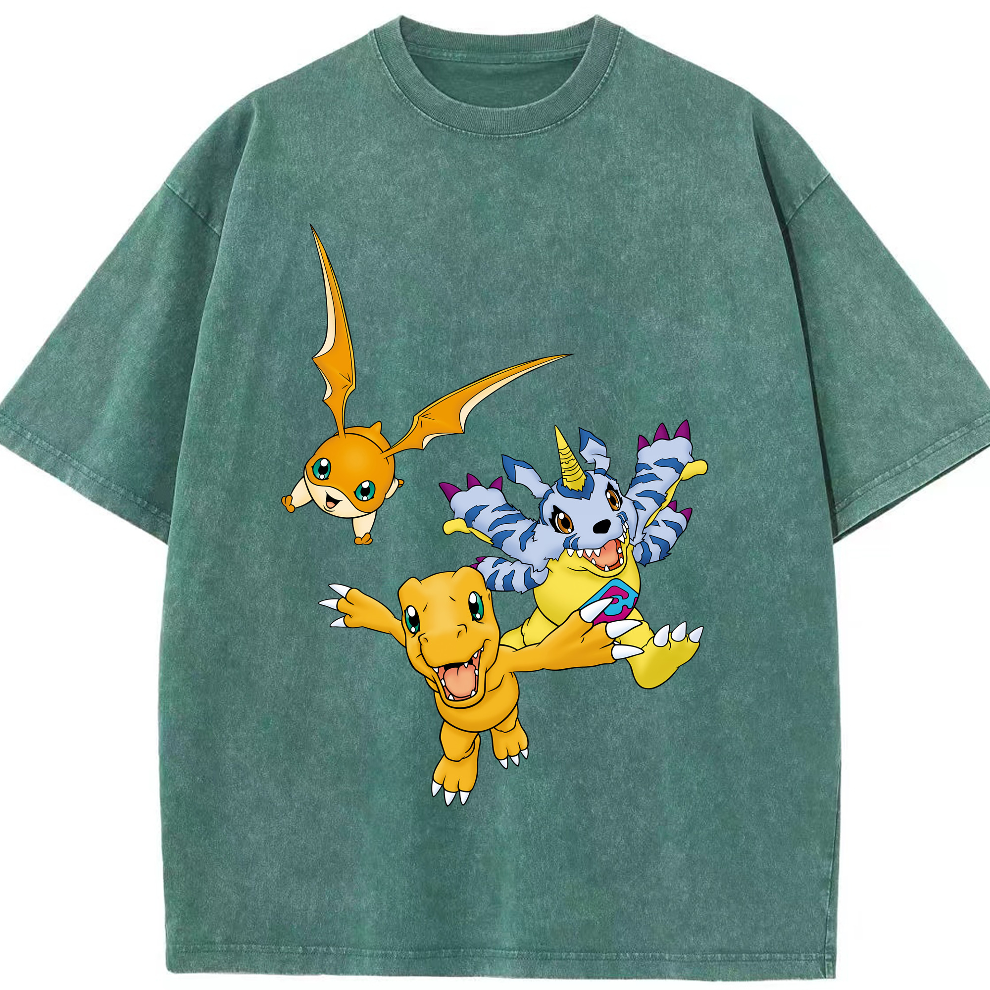 （画像用） Digimon デジタルモンスター/デジモン 綿100% ヴィンテージ風 半袖Tシャツ（フロントプリント）